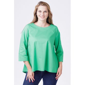 Bluza ampla verde, cu maneci lungi, din bumbac