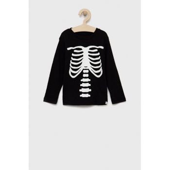 GAP longsleeve din bumbac pentru copii culoarea negru, cu imprimeu