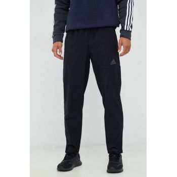 adidas pantaloni barbati, culoarea negru, neted