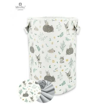 Cos rotund pentru depozitare jucarii 50x35 cm forest friends mint MimiNu