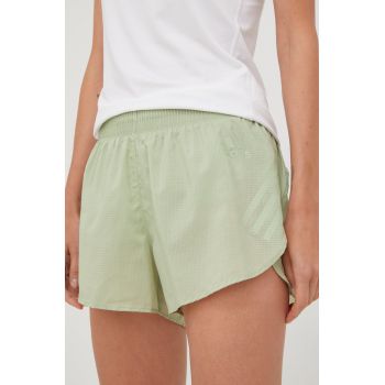 adidas Performance pantaloni scurți de alergare Adizero Split femei, culoarea verde, neted, high waist