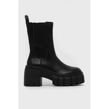 Steve Madden ghete chelsea de piele Ballistic femei, culoarea negru, cu toc drept