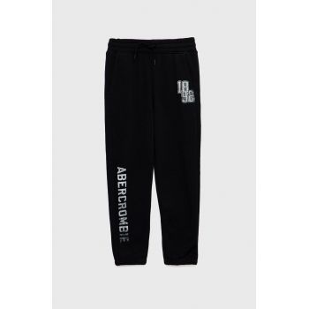 Abercrombie & Fitch pantaloni de trening pentru copii culoarea negru, neted