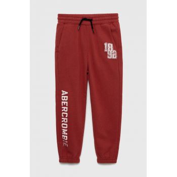 Abercrombie & Fitch pantaloni de trening pentru copii culoarea rosu, neted