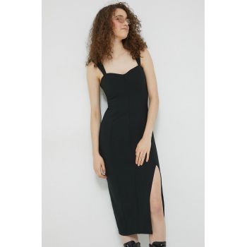 Abercrombie & Fitch rochie culoarea negru, midi, mulata