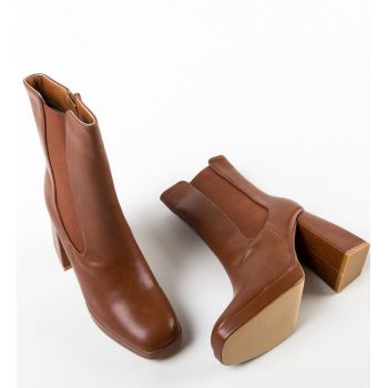 Botine dama Negon Camel la reducere