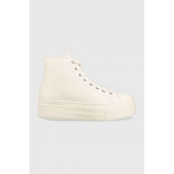 Armani Exchange Pantofi sport din piele femei, culoarea bej