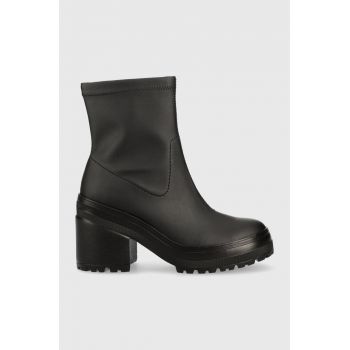 Tommy Jeans botine Tommy Jeans Heeled Boot femei, culoarea negru, cu toc drept