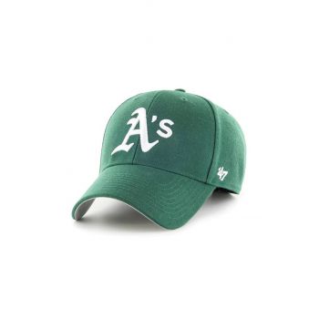47brand șapcă din amestec de lână MLB Oakland Athletics culoarea verde, cu imprimeu B-MVP18WBV-DGE