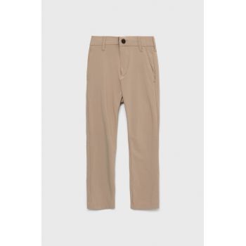 Abercrombie & Fitch pantaloni copii culoarea bej, neted