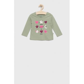 GAP longsleeve din bumbac pentru copii culoarea verde