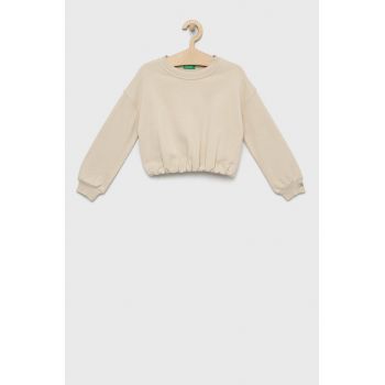 United Colors of Benetton bluza copii culoarea bej, neted