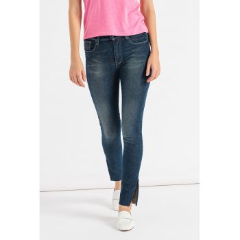 Blugi skinny cu slituri laterale