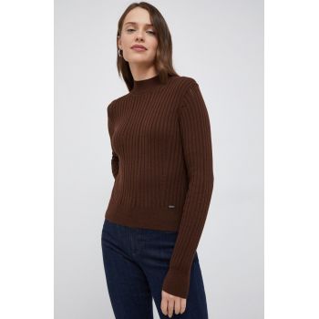 Pepe Jeans pulover femei, culoarea maro, light, cu turtleneck