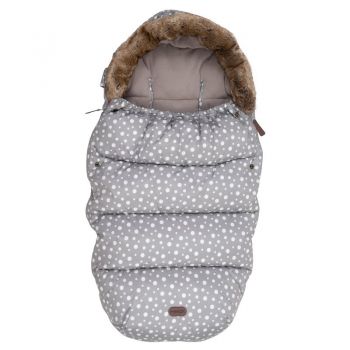 Sac de iarna FreeOn pentru carucior Polar Impermeabil guler detasabil din blanita Cu fleece in interior Grey Dots