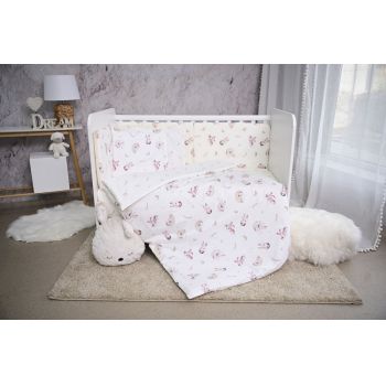 Set lenjerie pat Smile bumbac ranforce Beige Bunnies 60 x 120 cm