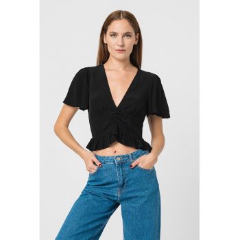 Bluza crop cu decolteu in V