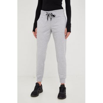 Dkny pantaloni de trening femei, culoarea gri, melanj