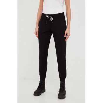 Dkny pantaloni de trening femei, culoarea negru, melanj