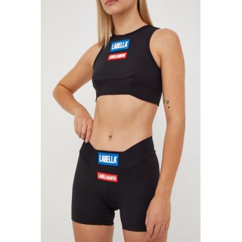 LaBellaMafia pantaloni scurți de antrenament Go On femei, culoarea negru, cu imprimeu, medium waist