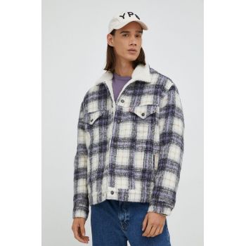 Levi's geaca din amestec de lana culoarea violet, de tranzitie, oversize