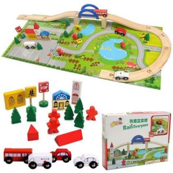 Circuit din lemn cu peisaj puzzle, 40 piese MBA-001