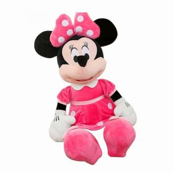 Mascota din plus fetita Minnie, 35 Cm, roz cu buline albe