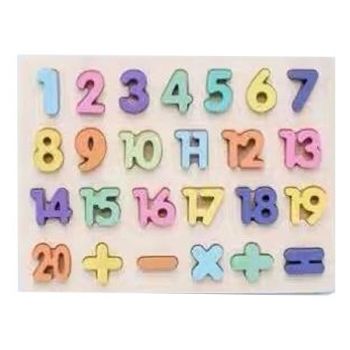 Puzzle Incastru Montessori Cu Numere si Semne Matematice 3D Pastel