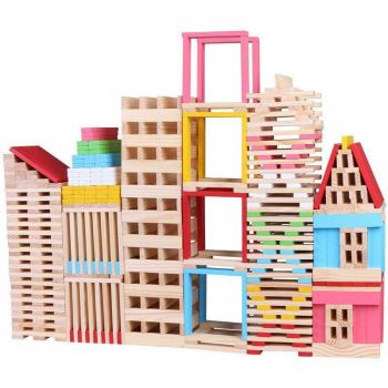 Set 150 piese din lemn pentru constructii