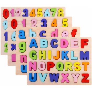 Set 4 puzzle incastru 3D - alfabet si cifre