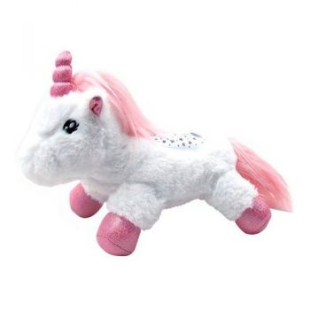 Unicornul Sparkle alb muzical cu proiectii luminoase