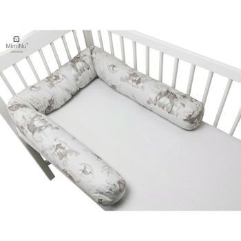 Aparatoare tip rulou pentru patut MimiNu Lungime 180 cm din bumbac Design Calm Forest Beige