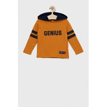 GAP longsleeve din bumbac pentru copii culoarea galben, cu imprimeu