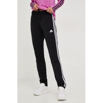 adidas pantaloni de trening femei, culoarea negru, cu imprimeu