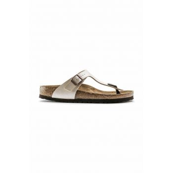 Birkenstock slapi Gizeh femei, culoarea bej, cu toc plat, 943871