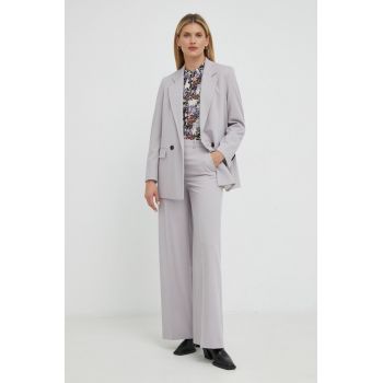 Drykorn pantaloni Grove femei, culoarea violet, lat, high waist
