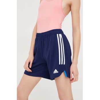 adidas Performance pantaloni scurți de antrenament Condivo 22 femei, culoarea albastru marin, cu imprimeu, high waist