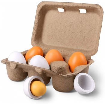Jucarie tip Montessori, Set 6 oua in cofraj, din lemn