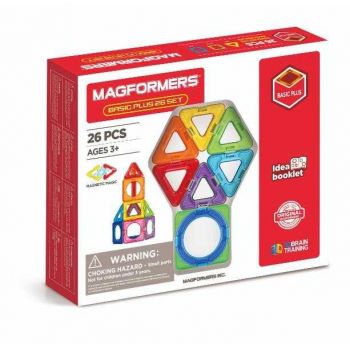 Set magnetic de construit- Magformers Basic Plus, 26 piese