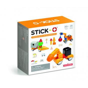 Joc cu magneti Stick-O, Set de construit vehicule, 26 piese