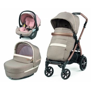 Carucior 3 in 1 Peg Perego Book, Lounge, 0 - 22 kg, Mon Amour, Bej / Roz