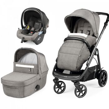 Carucior 3 in 1 Peg Perego Veloce, Lounge, 0 - 22 kg, City Grey, Gri / Alb