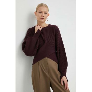 Bruuns Bazaar pulover din amestec de lana Sedum Irina femei, culoarea bordo,