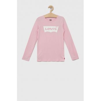 Levi's longsleeve din bumbac pentru copii culoarea roz