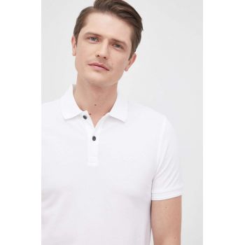 BOSS polo de bumbac CASUAL culoarea alb, uni 50468576