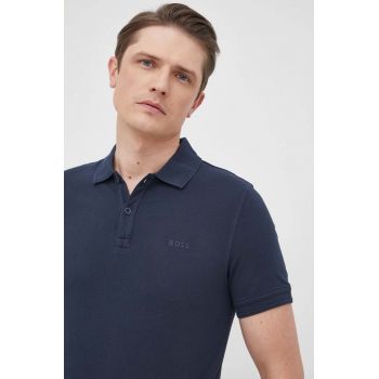 BOSS polo de bumbac CASUAL culoarea bleumarin, uni 50468576