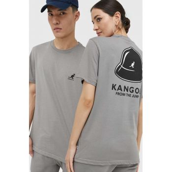 Kangol tricou din bumbac culoarea gri, cu imprimeu ieftin