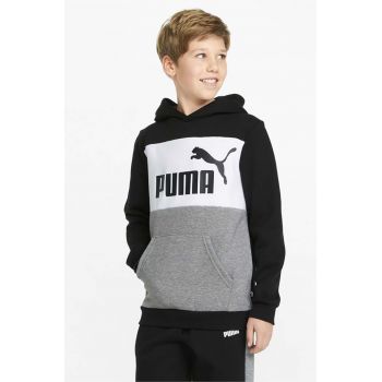 Puma bluza copii culoarea negru, cu glugă, modelator