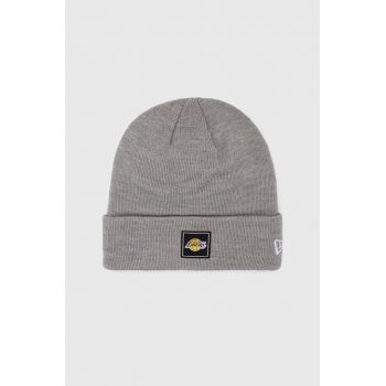 New Era caciula culoarea gri, din tricot gros ieftina