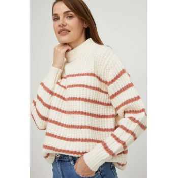 Answear Lab pulover femei, culoarea bej, călduros, cu turtleneck